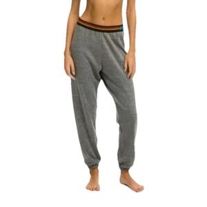 NWT Aviator Nation Logo Stripe Joggers Sweatpants Heather Grey Size M